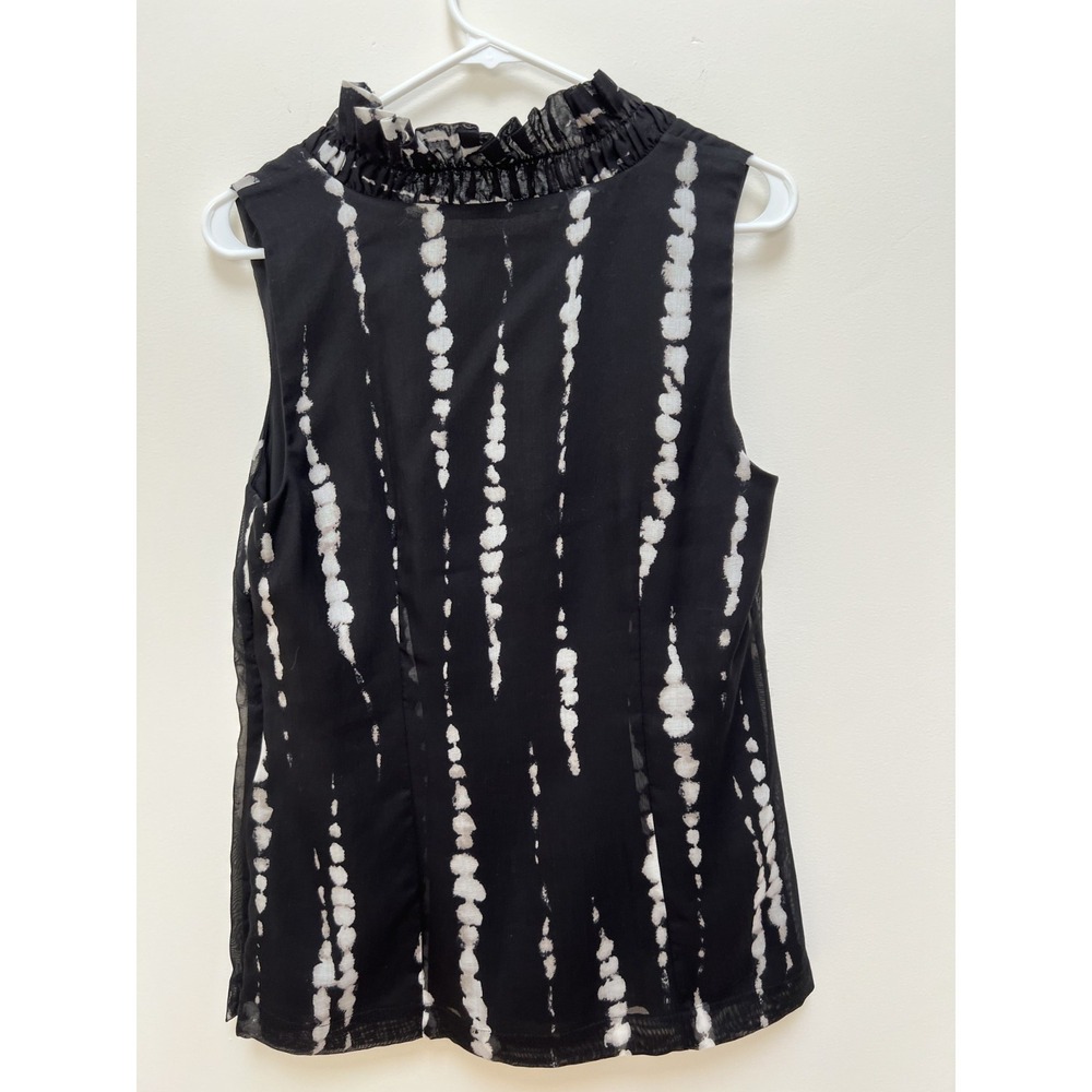 Women's Sleeveless Top Silk Cotton Blend Ruffles Around Neck‎ black Dressy Fun - Picture 2 of 9